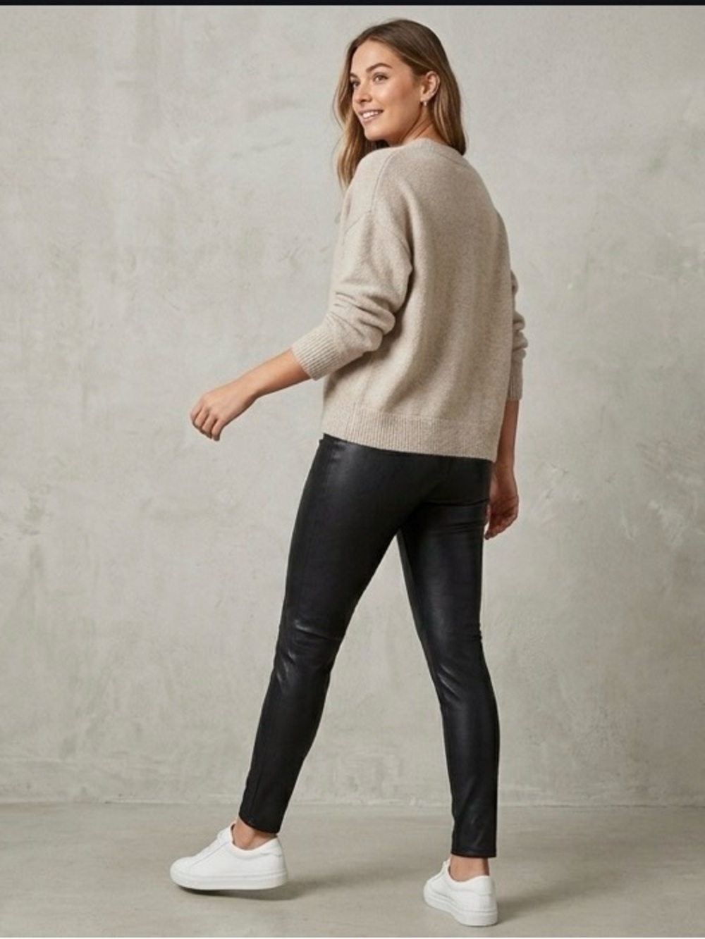 Soft Surroundings Black Faux Leather High Rise Leggings size PM 0422